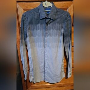 Apt 9 Premier Flex Slim Fit Shirt Pinstripped Black Gradient Design